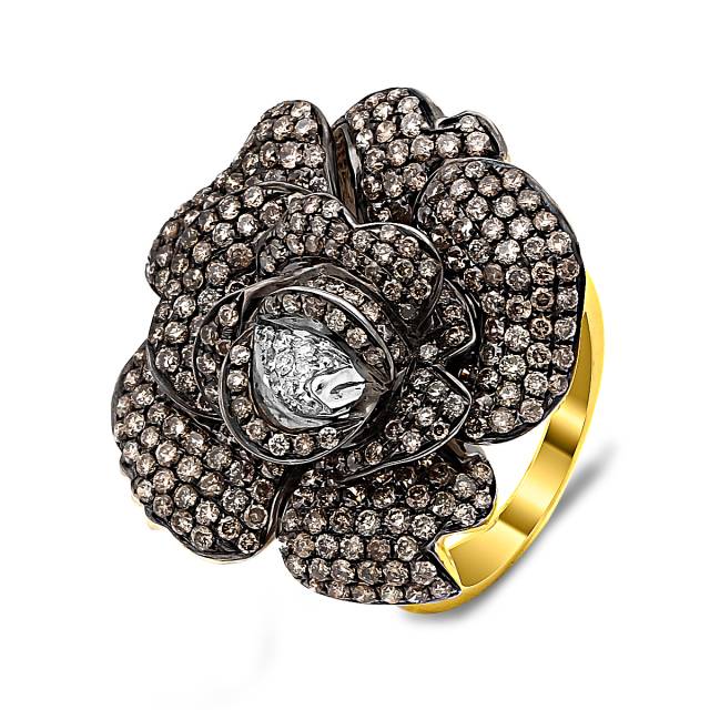 Кольцо из комбинированного золота с бриллиантами (015455)