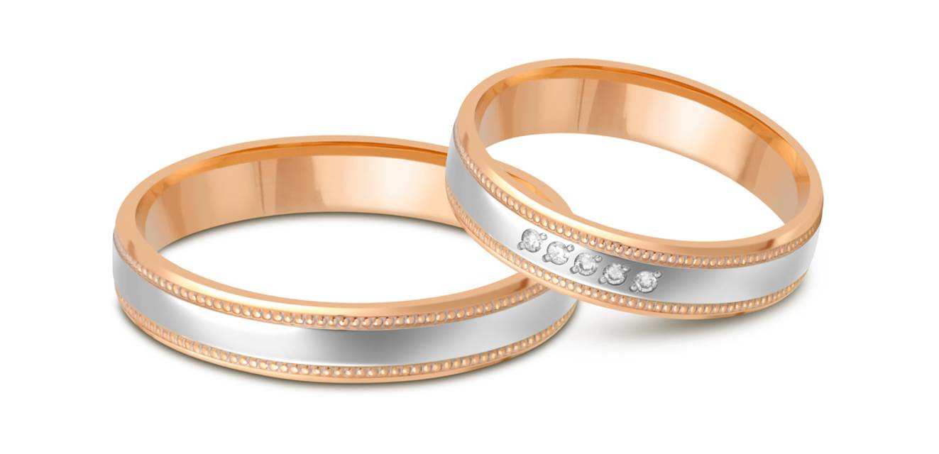 Обручальное кольцо из комбинированного золота с бриллиантами (037995)