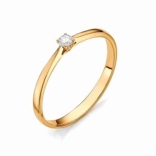 Помолвочное кольцо из красного золота с бриллиантом (031309)