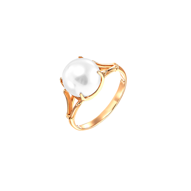 Кольцо из красного золота с жемчугом (041644)