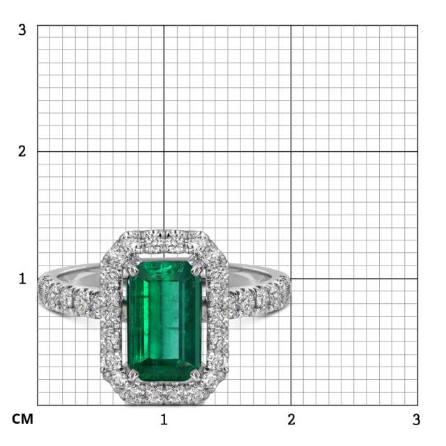 Кольцо из белого золота с бриллиантами и изумрудом (063502)