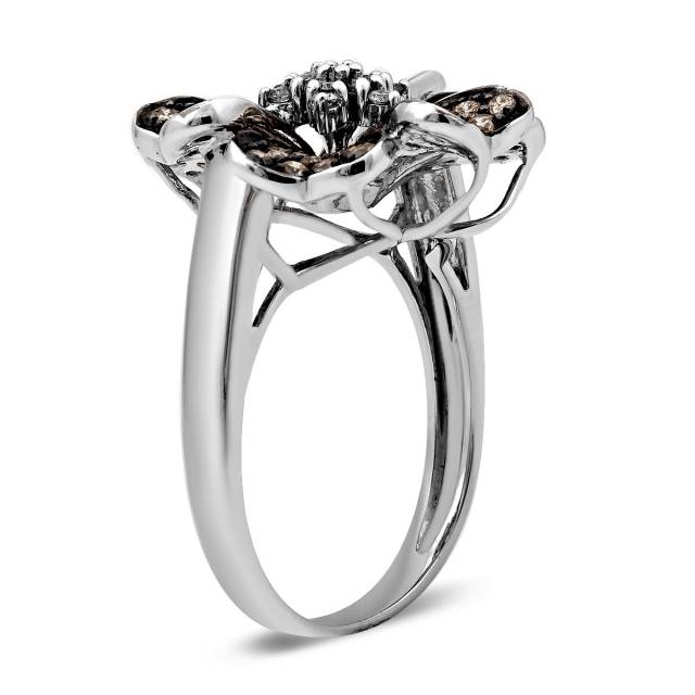 Кольцо из белого золота с бриллиантами (018017)