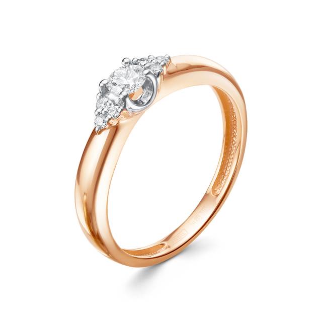 Помолвочное кольцо из комбинированного золота с бриллиантами (043479)