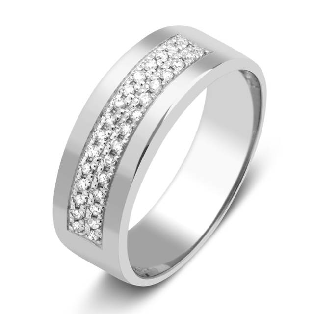 Обручальное кольцо из белого золота с бриллиантами (026100)