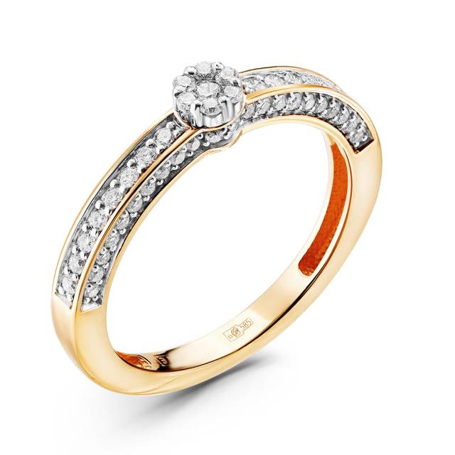 Помолвочное кольцо из красного золота с бриллиантами (055019)