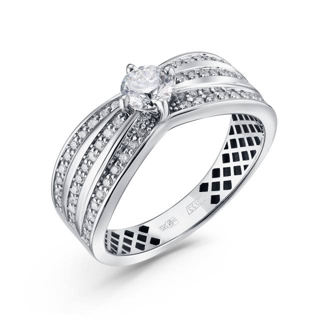 Помолвочное кольцо из белого золота с бриллиантами (051487)