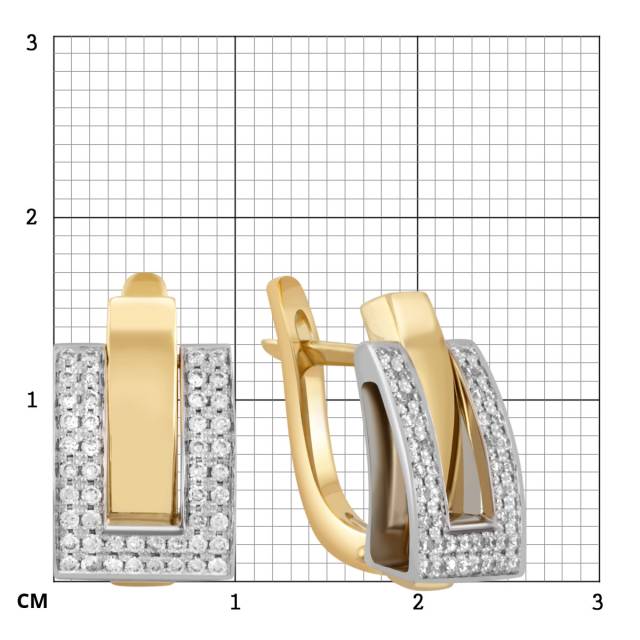 Серьги из комбинированного золота с бриллиантами (042370)