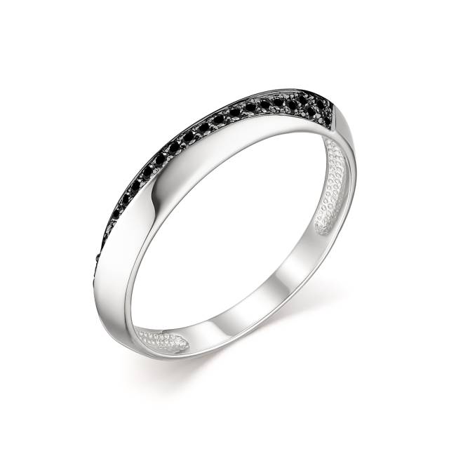 Кольцо из белого золота с чёрными бриллиантами (049972)