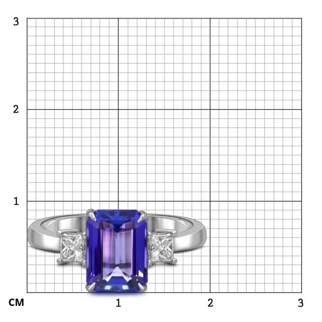Кольцо из белого золота с бриллиантами и танзанитом (055667)