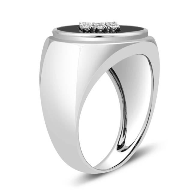 Кольцо мужское с бриллиантами и ониксом (023018)