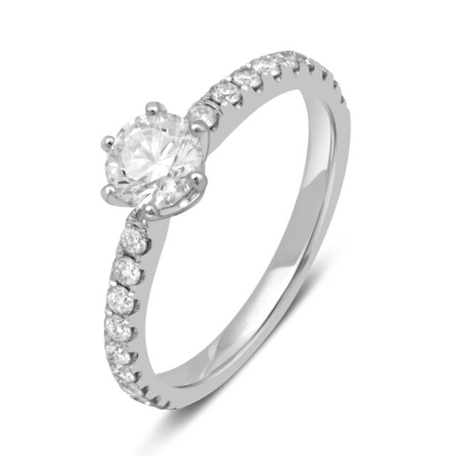 Помолвочное  кольцо из белого золота с бриллиантами (038097)