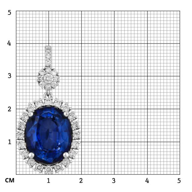 Кулон из белого золота с бриллиантами и сапфиром (049406)