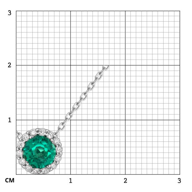 Колье из белого золота с бриллиантами и изумрудом (051699)