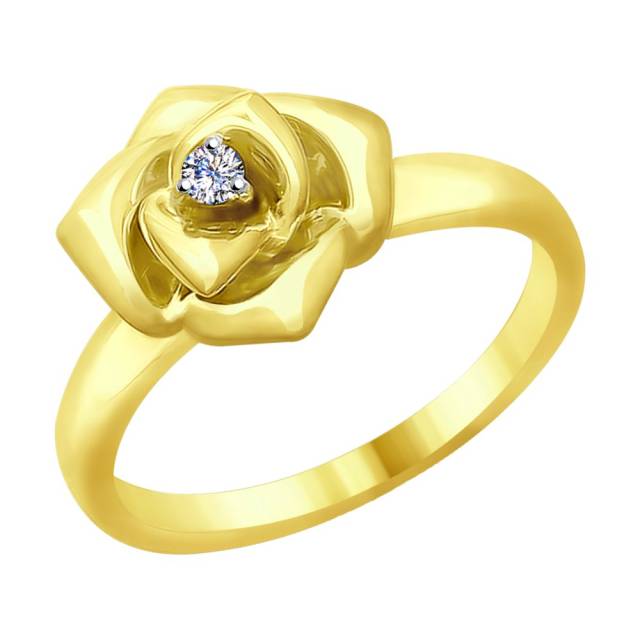 Кольцо из жёлтого золота с бриллиантами (048592)