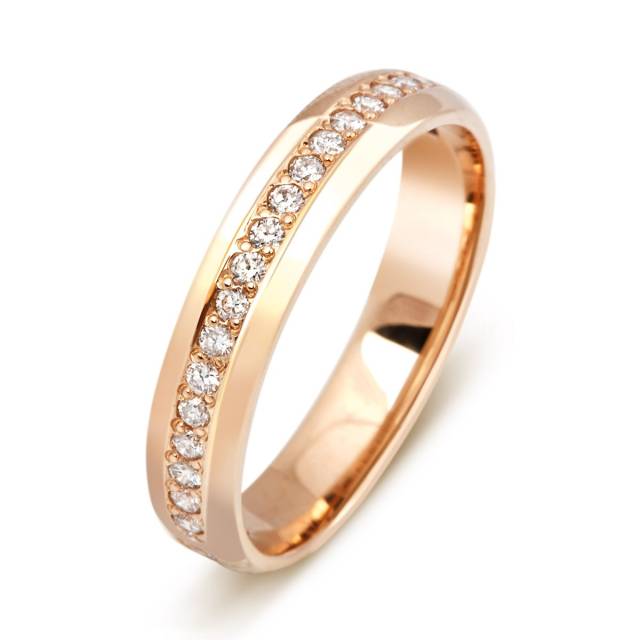 Обручальное кольцо с бриллиантами из красного золота (014799)