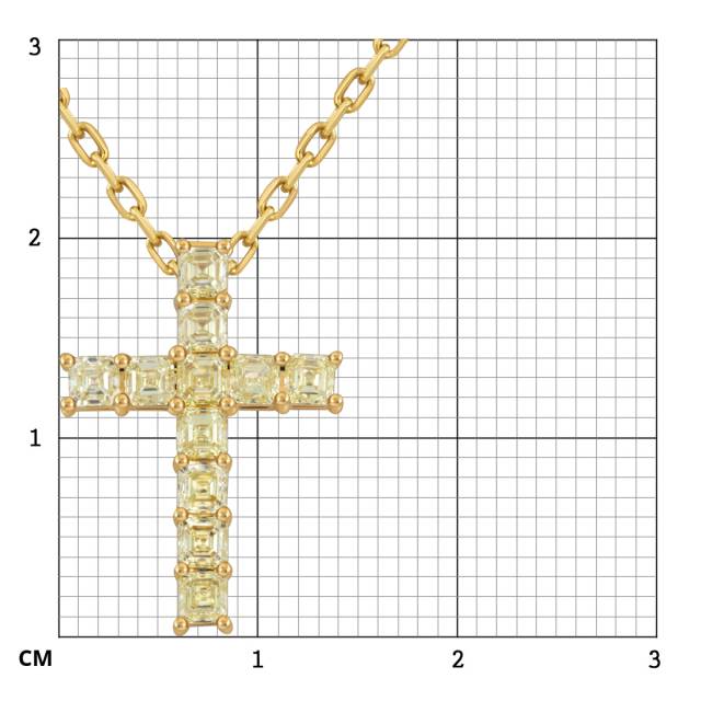 Колье крест из жёлтого золота с  жёлтыми бриллиантами (055093)