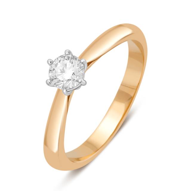 Помолвочное кольцо из комбинированного золота с бриллиантом (039487)