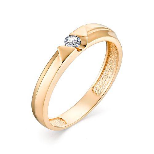 Помолвочное кольцо из красного золота с бриллиантом (034089)