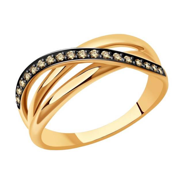 Кольцо из красного золота с бриллиантами (045067)