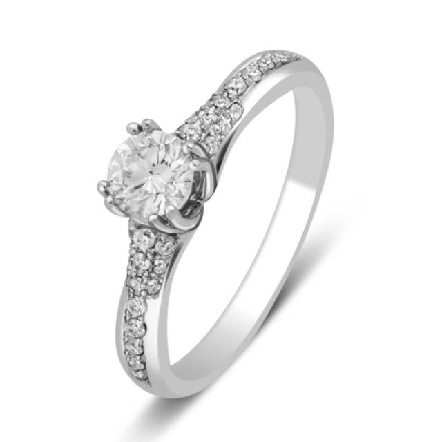 Помолвочное кольцо с бриллиантами из белого золота (012824)