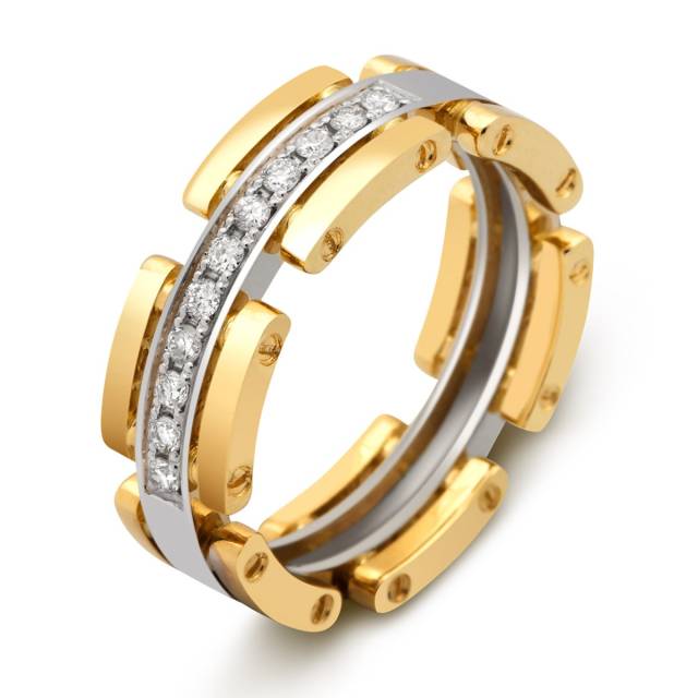 Обручальное кольцо из комбинированного золота с бриллиантами (026103)