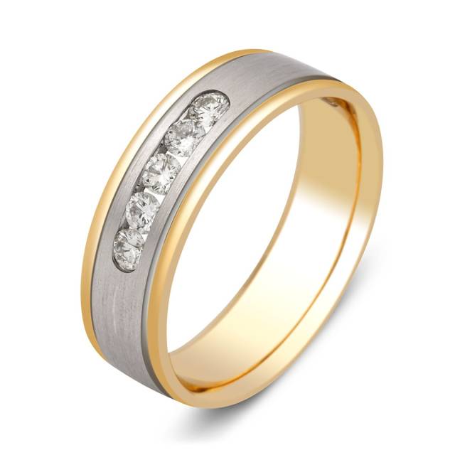 Обручальное кольцо из комбинированного золота с бриллиантами (000217)