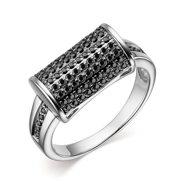 Кольцо из белого золота с чёрными бриллиантами (057749)