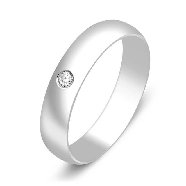 Обручальное кольцо из белого золота с бриллиантом (049486)