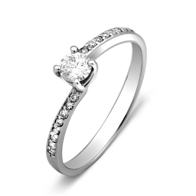 Помолвочное кольцо из платины с бриллиантами (014986)