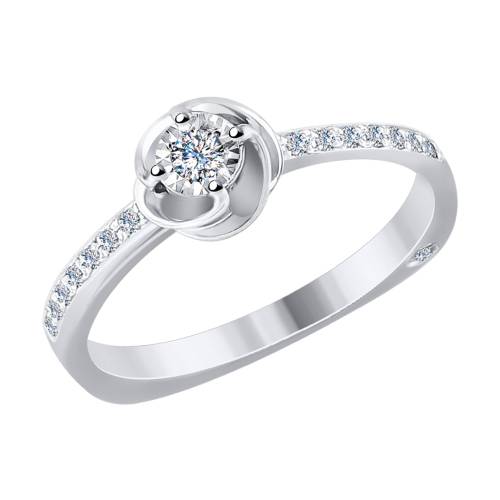 Помолвочное кольцо из белого золота с бриллиантами (040784)