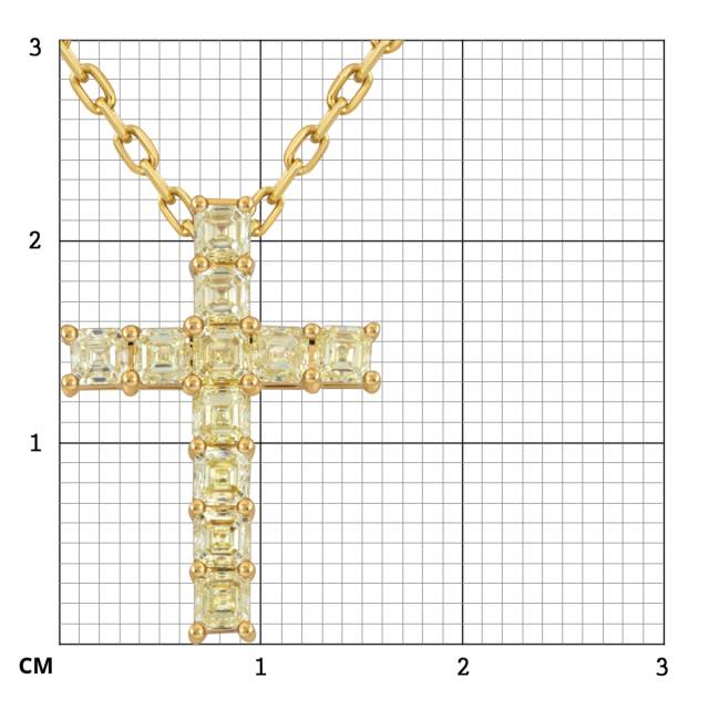 Колье крест из жёлтого золота с  жёлтыми бриллиантами (055094)
