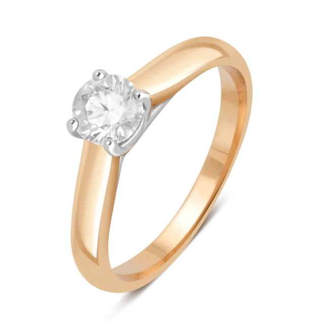 Помолвочное кольцо из комбинированного золота с бриллиантом (039493)