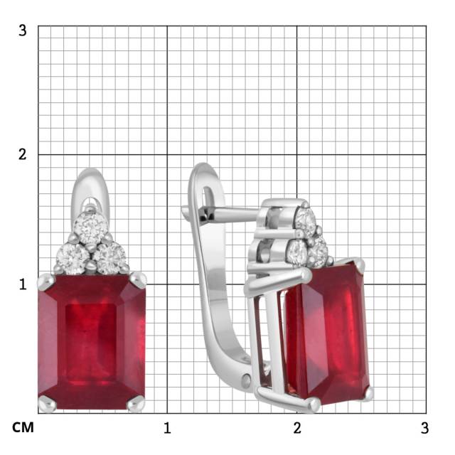 Серьги из белого золота с бриллиантами и рубинами (046920)