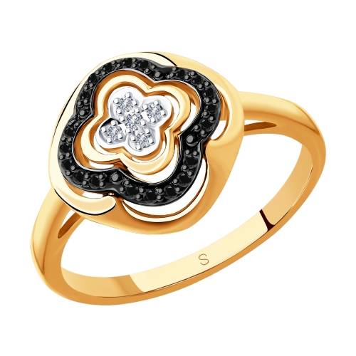 Кольцо из красного золота с бриллиантами (042353)