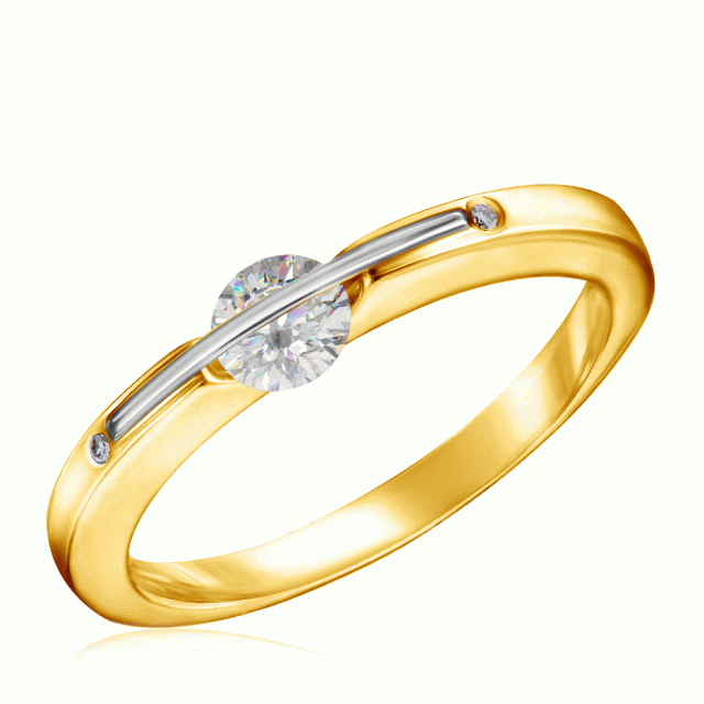 Помолвочное кольцо из жёлтого золота "Танцующий бриллиант" (047775)
