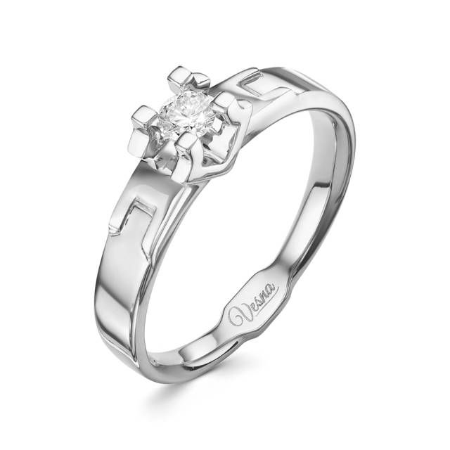 Помолвочное кольцо из белого золота с бриллиантом (053964)