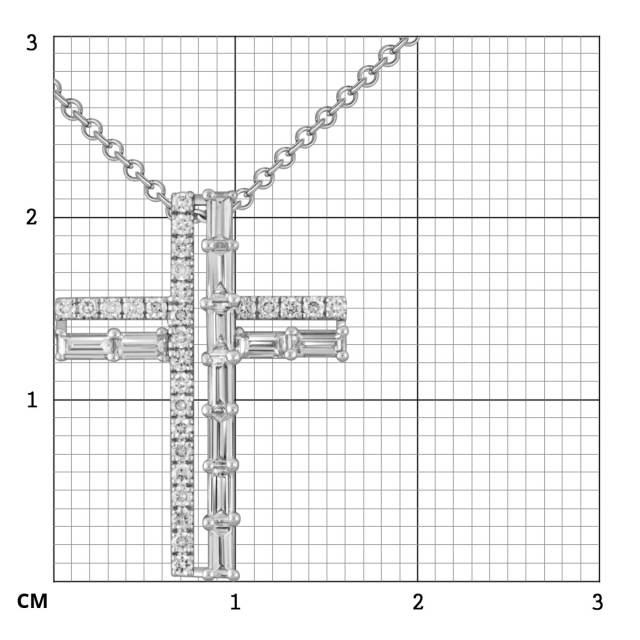 Колье крест из белого золота с бриллиантами "Crivelli" (048933)