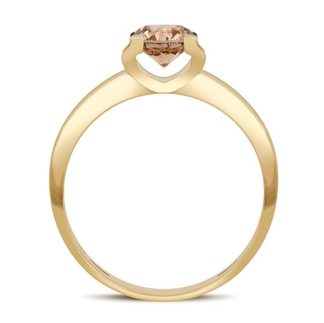 Помолвочное кольцо из жёлтого золота с коньячным бриллиантом (060042)