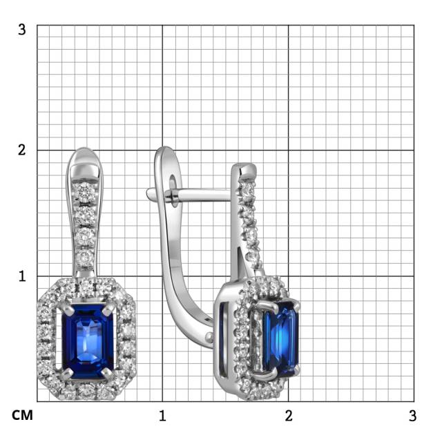 Серьги из белого золота с бриллиантами и сапфирами (055127)