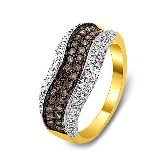 Кольцо из комбинированного золота с бриллиантами (018700)