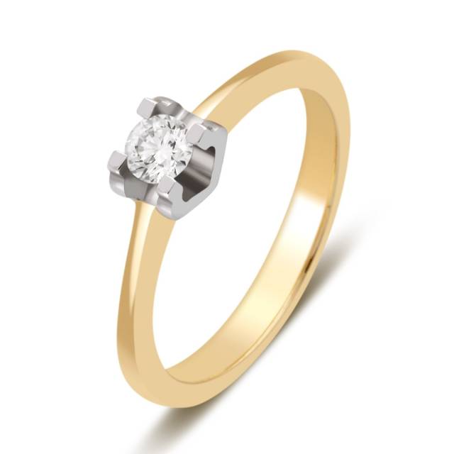 Помолвочное кольцо из жёлтого золота с бриллиантом (027767)