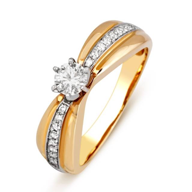 Помолвочное кольцо из красного золота с бриллиантами (011116)