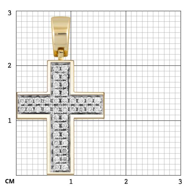 Кулон крест из жёлтого золота с бриллиантами (053825)