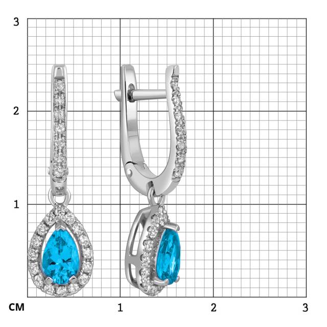 Серьги из белого золота с бриллиантами и топазами (059525)