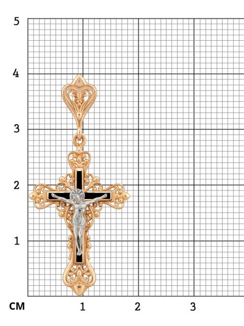 Кулон крест из красного золота с эмалью (038565)