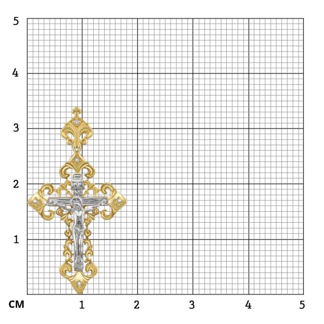 Кулон крест из комбинированного золота с бриллиантами (038171)