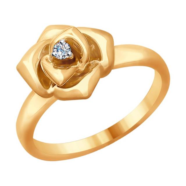 Кольцо из красного золота с бриллиантами (048591)