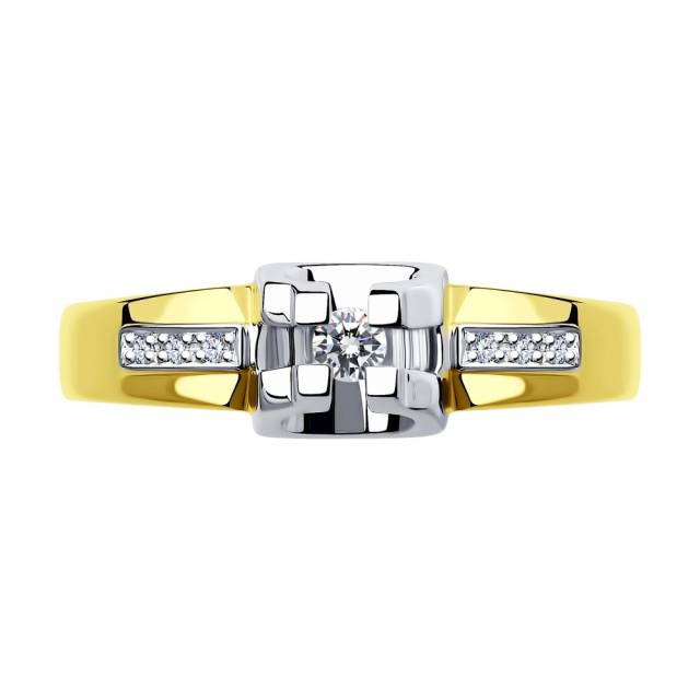 Помолвочное кольцо из комбинированного золота с бриллиантами (043954)