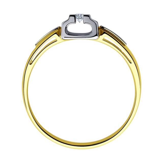 Помолвочное кольцо из комбинированного золота с бриллиантами (043954)