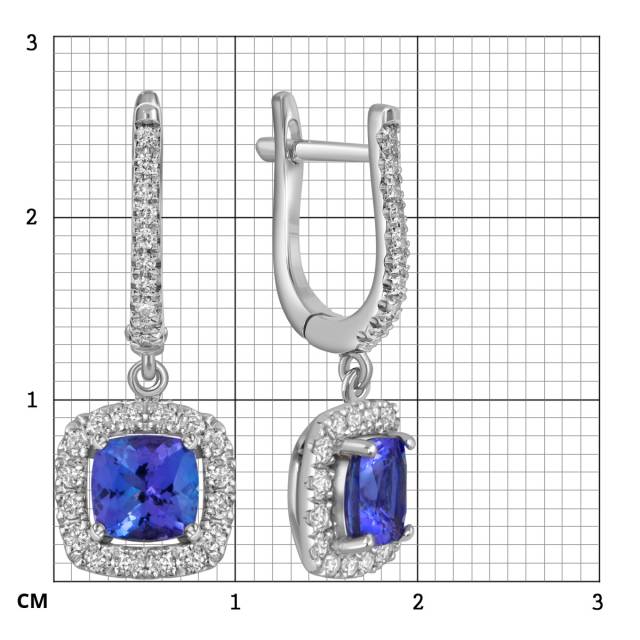 Серьги из белого золота с бриллиантами и танзанитами (055648)